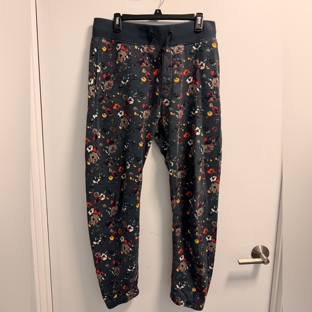 rag & bone Navy Floral Print Joggers, size M